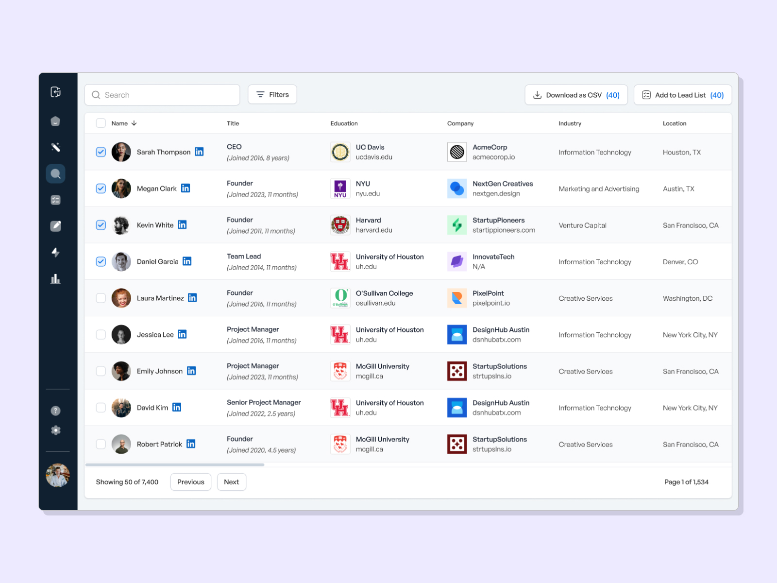 Interface design showcase